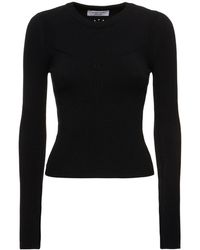 Marine Serre - Ribbed Knit Crewneck L/s Top - Lyst