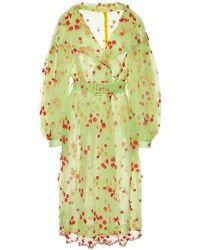 Moncler Genius Simone Rocha Floral Tulle Trench Coat - Green
