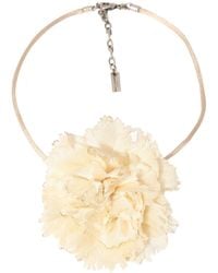 Saint Laurent - Small Silk Crumped Flower Necklace - Lyst