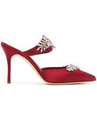 Manolo Blahnik - 90Mm Lurum Satin Mules - Lyst