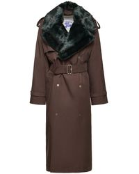 Burberry - Manteau long en gabardine de coton avec ceinture - Lyst