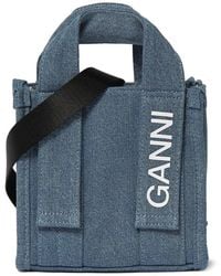 Ganni - Borsa shopping mini in di poly riciclato - Lyst