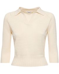 Aspesi - Cotton Knit Short Sleeve Polo Top - Lyst