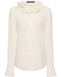Dolce & Gabbana - Silk Blend Ruffled Collar Shirt - Lyst