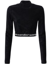 Alexander Wang Bauchfreies Oberteil Aus Stretch-kord Mit Logo - Schwarz