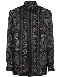 Versace - Camicia in twill di seta con stampa - Lyst