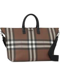 Burberry Giant Check E-canvas ウィークエンドバッグ - ブラウン