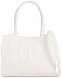 Telfar Small Embossed Faux Leather Tote Bag - White