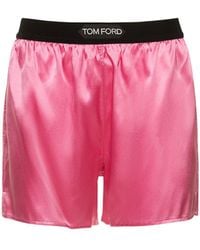 Tom Ford - Logo Silk Satin Mini Shorts - Lyst