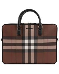 Burberry - Giant Check E-canvas Work Bag - Lyst