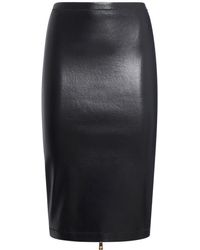 Versace - Shiny Stretch Leather Midi Skirt - Lyst