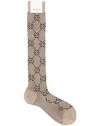 Gucci Calzini In Misto Cotone Jacquard - Marrone