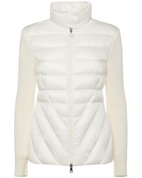Moncler - Padded Wool Blend Down Cardigan - Lyst