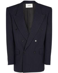 Saint Laurent - Double Breasted Pinstriped Wool Jacket - Lyst