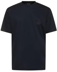 Giorgio Armani - T-shirt in cotone con ricamo logo - Lyst
