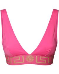 Versace Bikinitop Aus Stretch Mit Greek-motiv - Pink