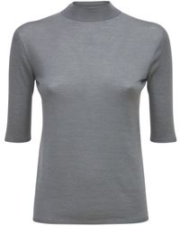 AG Jeans Mock Collar Silk & Wool Knit Jumper - Grey