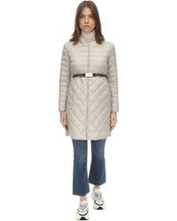 Max Mara Long Hooded Nylon Down Coat - Natural