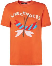 Weekend by Maxmara - T-shirt en jersey de coton imprimé nervi - Lyst