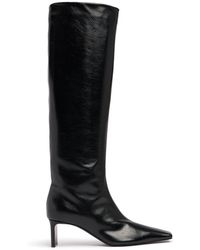 KHAITE - 55mm Ona Glazed Leather Knee-high Boots - Lyst
