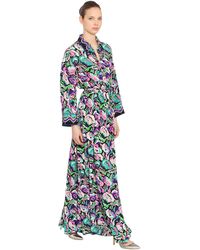 Emilio Pucci Printed Silk Crepe Long Shirt Dress - Blue