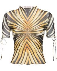 Roberto Cavalli - Ray Of Gold Printed Tulle Top - Lyst