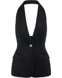 GIUSEPPE DI MORABITO - Lange Weste Aus Wolle Mit Neckholder - Lyst