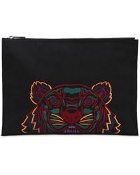 KENZO Nylonbeutel Mit Stickerei "tiger" - Schwarz