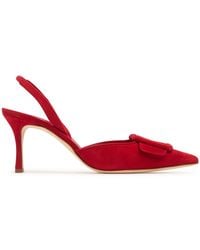 Manolo Blahnik - 70Mm Maysli Suede Slingback Pumps - Lyst