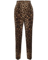Dolce & Gabbana - Leopard Print High Rise Straight Pants - Lyst