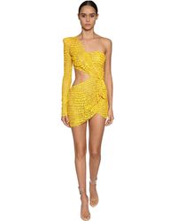 Julien Macdonald Cut Out Bead Embellished Mini Dress - Yellow