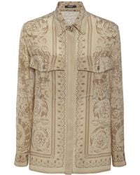 Versace - Barocco Printed Crepe De Chine Shirt - Lyst
