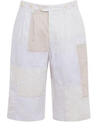 Junya Watanabe Cotton Blend Canvas & Nylon Shorts - White