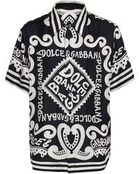Dolce & Gabbana - Bandana Printed Silk Twill Bowling Shirt - Lyst