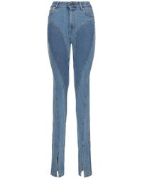 Mugler Jeans skinny in denim di cotone bicolor - Blu