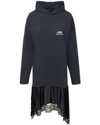 Balenciaga - Hooded Hybrid Cotton Dress - Lyst