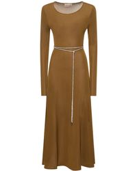 Alexandre Vauthier - Viscose Knit Dress W/ Embellished Belt - Lyst
