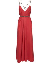Brunello Cucinelli - Belted Cotton Poplin Midi Dress - Lyst
