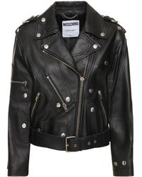Moschino - Leather Belted Jacket W/ Zip Details - Lyst