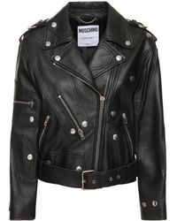 Moschino - Veste en cuir détail zip avec ceinture - Lyst