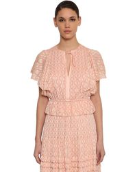 Temperley London Oberteil Aus Seidenchiffon Mit Stickerei - Pink