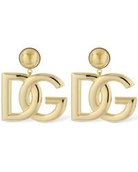 Dolce & Gabbana - -tone Oversized Logo Clip-on Earrings - Lyst