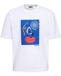 Jacquemus - 'Le T-Shirt Cuadro' Girocollo Con Stampa Astratta Bianca In - Lyst