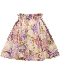 Zimmermann - Sensory Printed Linen & Silk Mini Skirt - Lyst