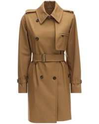 Max Mara Double Breasted Twill Trench Coat - Natural