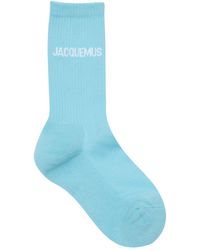 Jacquemus Les Chaussettes Printed Cotton Socks - Blue