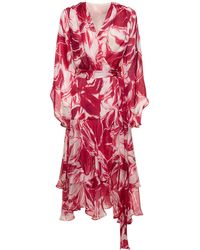 Costarellos - Juniper Printed Silk Midi Wrap Dress - Lyst