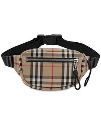 Burberry Mini Gürteltasche Aus Baumwollmischung Mit Karos - Schwarz