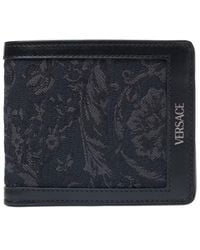Versace - Portefeuille en cuir et jacquard à logo - Lyst