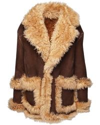 DSquared² Oversized Shearling Coat - Brown